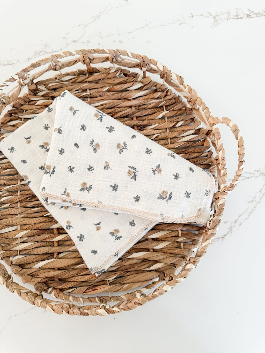 Muslin Floral Swaddle - Antique Rose