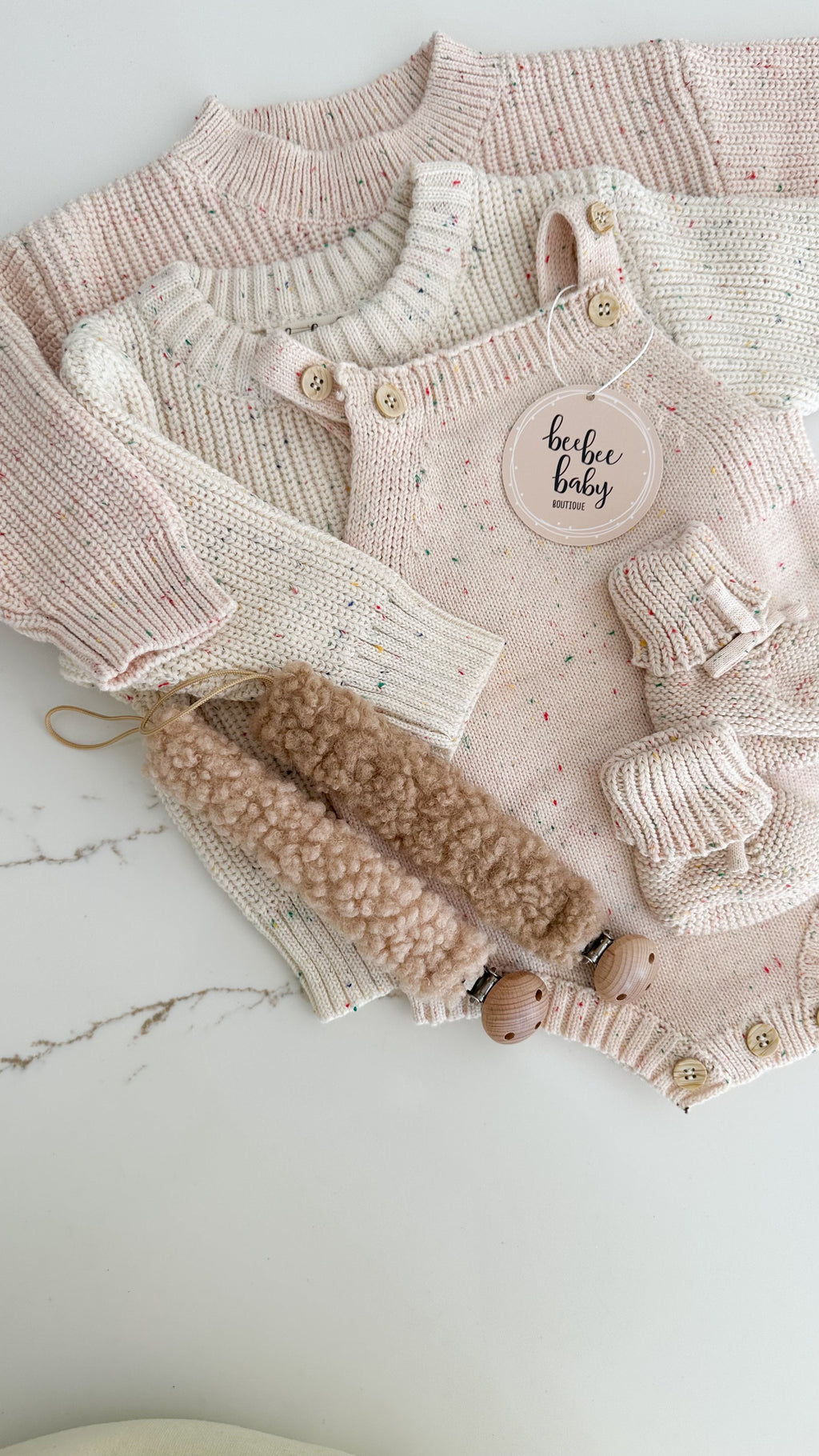 Teddy Pacifier Holder- Sand